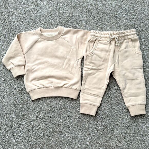 ORGANIC COTTON Kids CREWNECK and Joggers Set Cream - Picture 5 of 10